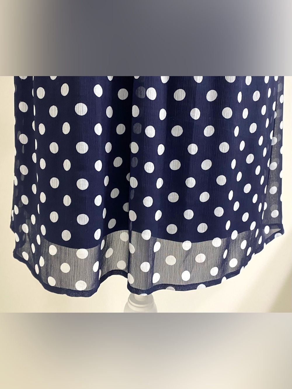 GNW Womens 16 Blue White Polka Dot Sleeveless Dress Summer Preppy Lightweight - Picture 8 of 16